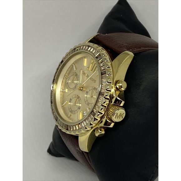 Michael Kors Everest MK5874 Women's Brown Leather Analog Dial Quartz Watch EY676 - Picture 4 of 12